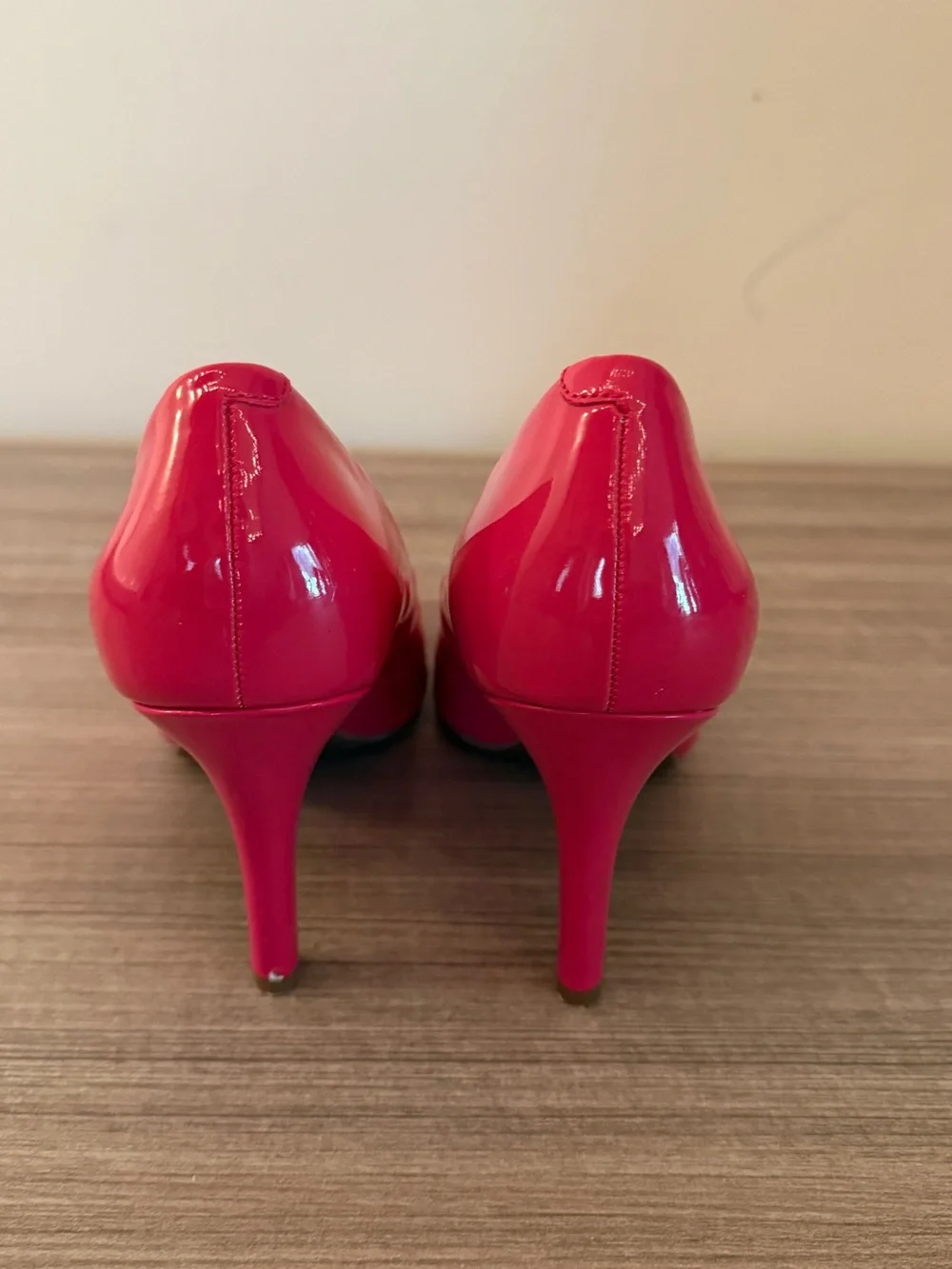 Kelly & Katie Hot Pink Patent Peep-Toe Heels